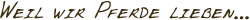 Weil wir Pferde lieben...